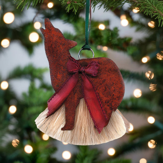 cowboy collectibles natural horse hair wolf christmas ornament