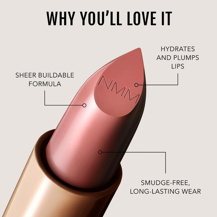 No Makeup Makeup – Pink 02 Creme Classic Lipstick with features highlighted, natural minimal makeup