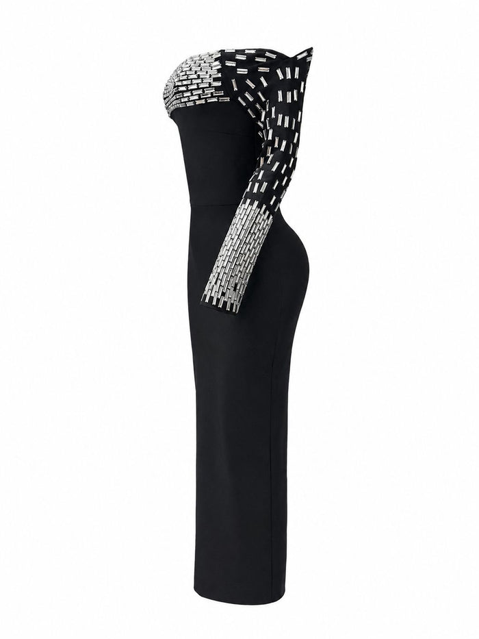 Crystal Embellished One-Shoulder Evening Dress - Prestige