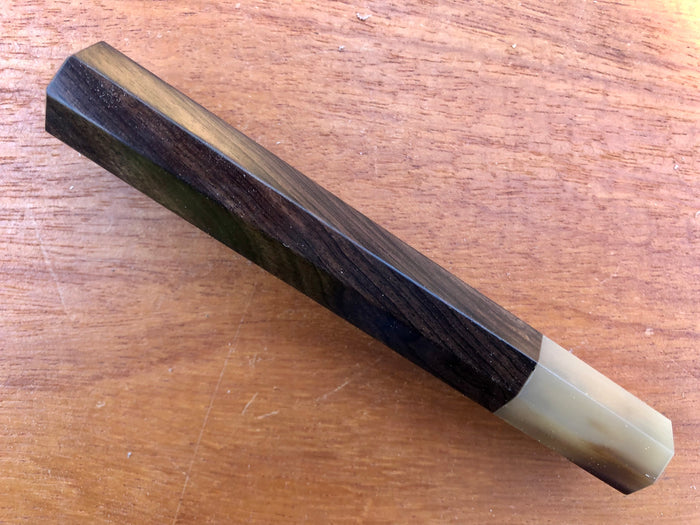 Custom Japanese Knife handle (wa handle) for 165-210 -  African Blackwood and Marbled Horn