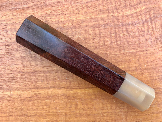Custom Japanese Knife handle (wa handle) for 165-210mm : Dark Honduran Rosewood and Horn