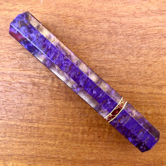 Custom Japanese Knife handle (wa handle) for 165-210mm : Violet dyed Karelian birch