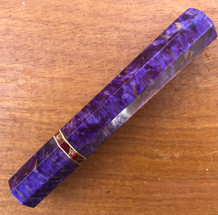 Custom Japanese Knife handle (wa handle) for 165-210mm : Violet dyed Karelian birch