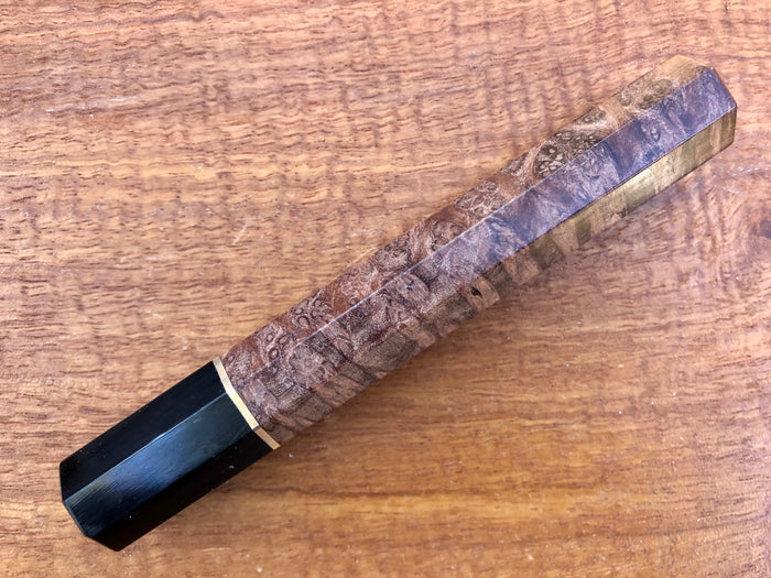 Custom Japanese Knife handle (wa handle)  for 210-240mm  - Redwood burl and horn