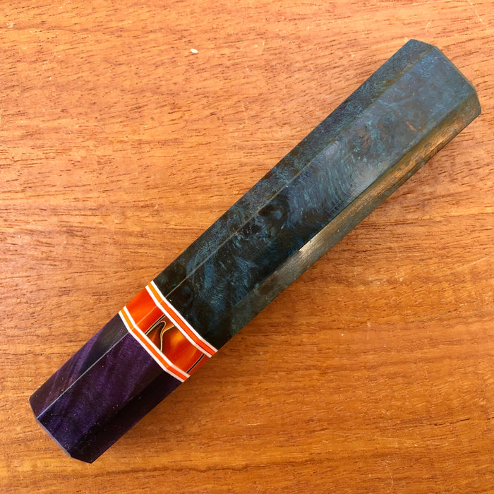 Custom Japanese Knife handle (wa handle)  for 240mm - Blue dyed maple burl