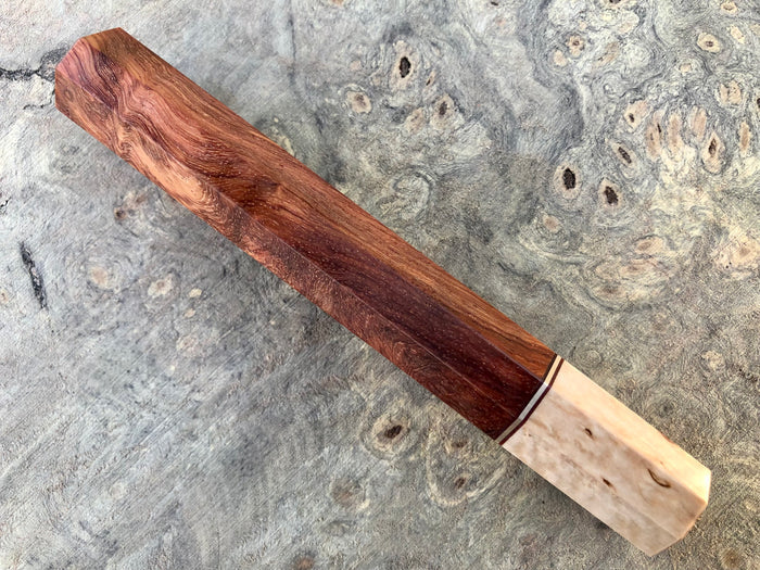Custom Japanese Knife handle (wa handle)  for 240mm -   Figured Siamese rosewood