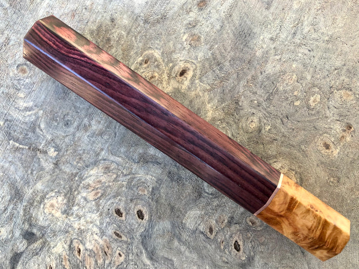 Custom Japanese Knife handle (wa handle)  for 240mm - Kingwood and Amboyna burl