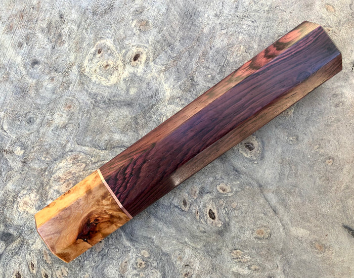 Custom Japanese Knife handle (wa handle)  for 240mm - Kingwood and Amboyna burl