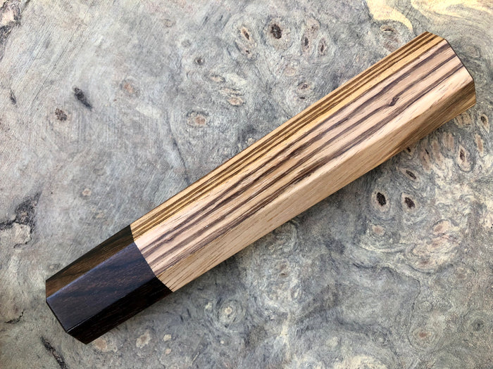 Custom Japanese Knife handle (wa handle)  for 240mm - Zebrawood and Ziricote