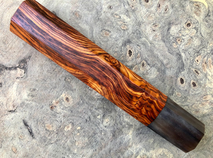 Custom Japanese Knife handle (wa handle)  for 270mm -   Figured cocobolo and marbled horn