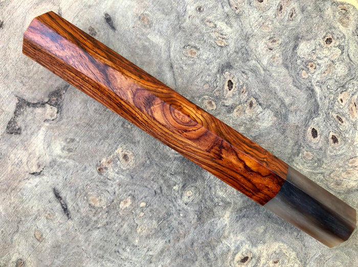 Custom Japanese Knife handle (wa handle)  for 270mm -   Figured cocobolo and marbled horn