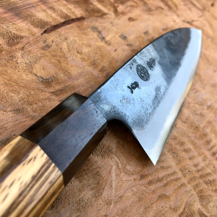 Custom Kyohei Iron clad Aogami Kurouchi Funayuki 165mm - zebrawood and ziricote
