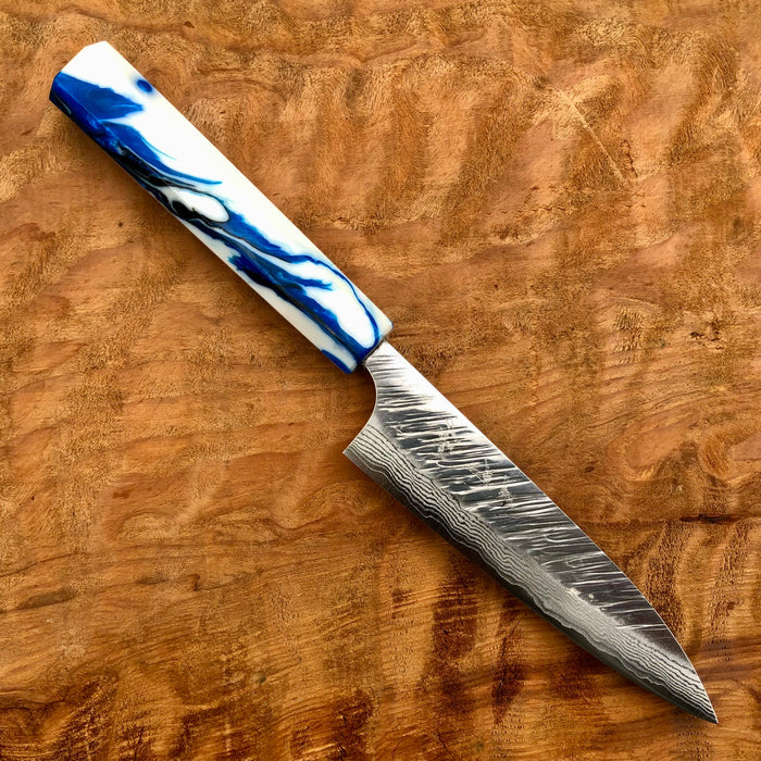 Custom Yu Kurosaki Fujin Hammered Petty 120mm -  Chef Knife : acrylic handle
