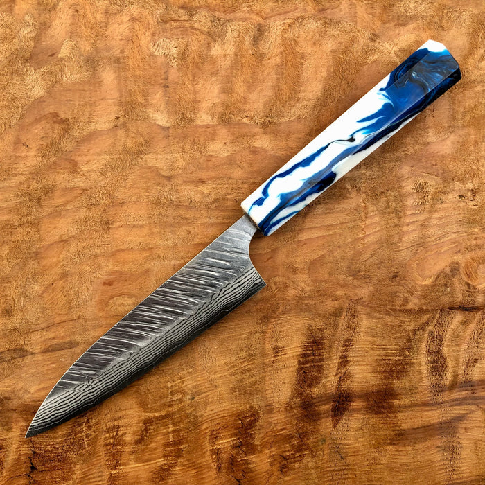 Custom Yu Kurosaki Fujin Hammered Petty 120mm -  Chef Knife : acrylic handle