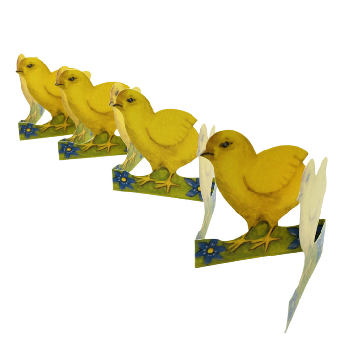 Cutout Easter chick with violets