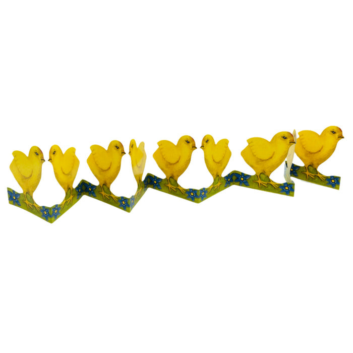 Cutout Easter chick with violets