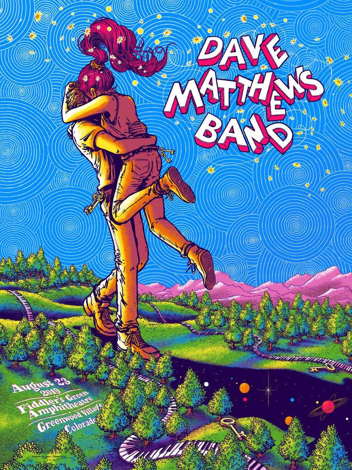 Dave Matthews Band Greenwood Village 2019 by James Flames, 18" x 24" Screen Print