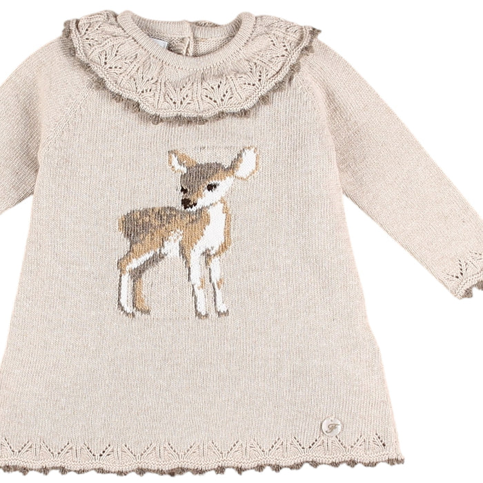 Deer Girl Knitted Dress with Bonnet