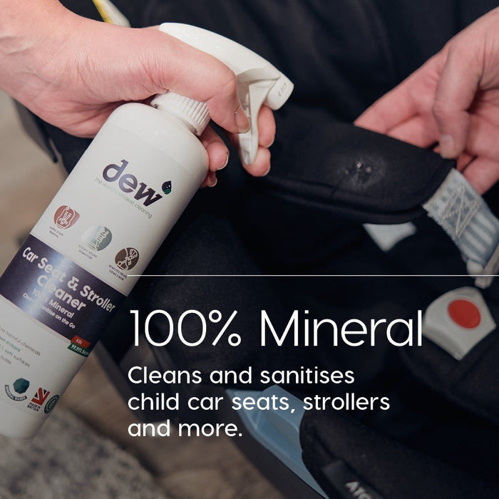 Dew Car Seat and Toshi Baby stroller cleaner spray for baby strollers and car seats