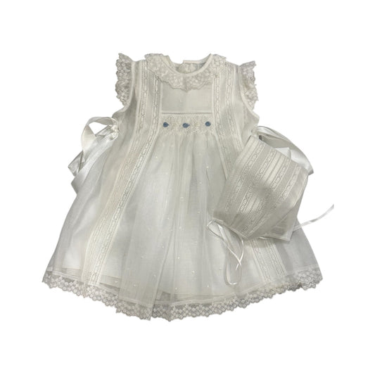 Diane Luxe Off White 2-piece Handsmocked Dress