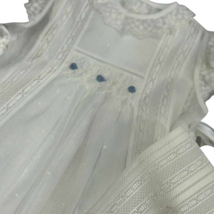 Diane Luxe Off White 2-piece Handsmocked Dress