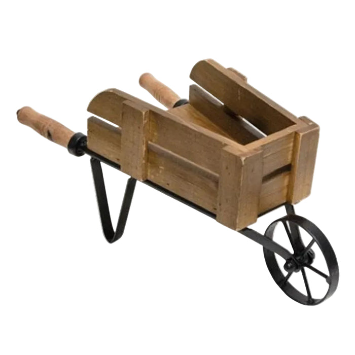distressed miniature garden wheelbarrow decor