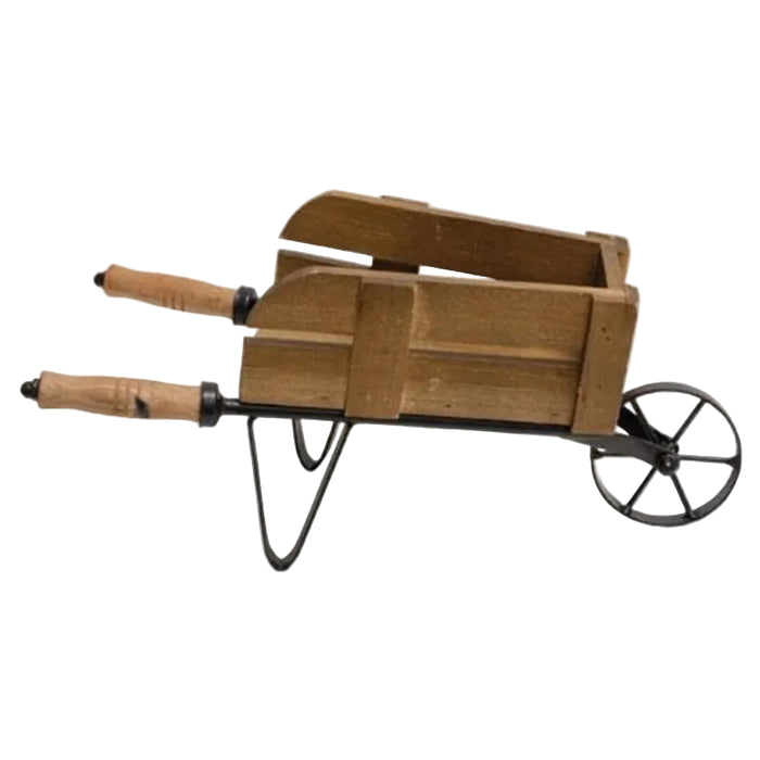 distressed miniature garden wheelbarrow decor
