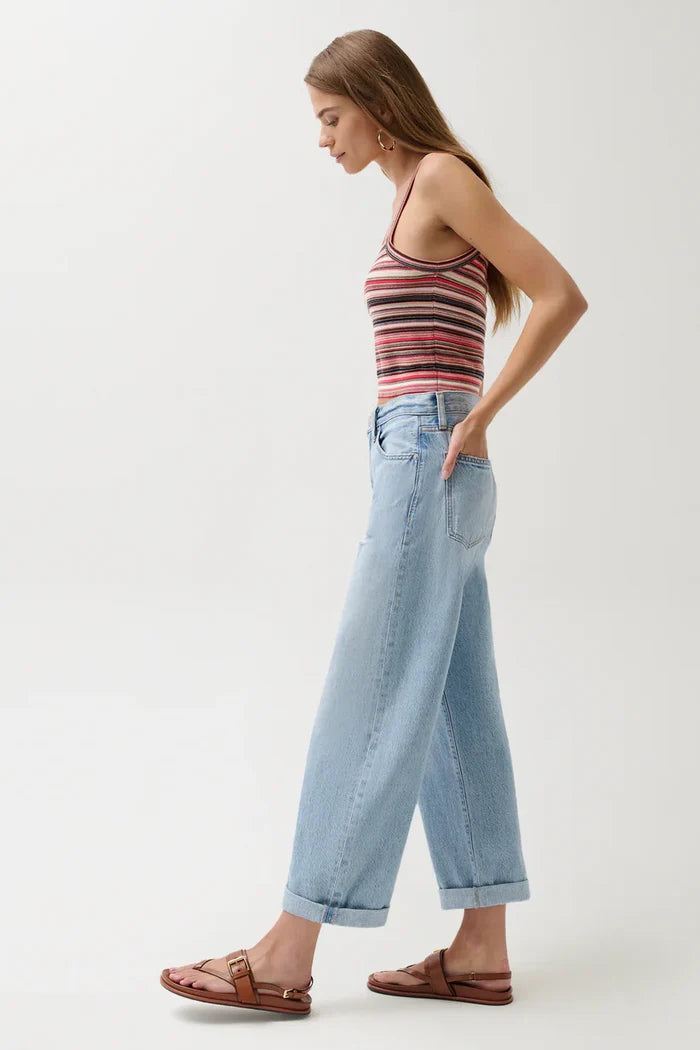 Donny Rolled Hem Boyfriend Jeans - Old Blue