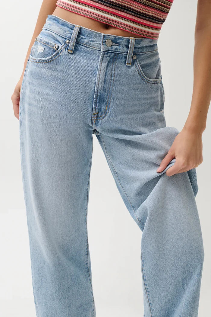 Donny Rolled Hem Boyfriend Jeans - Old Blue