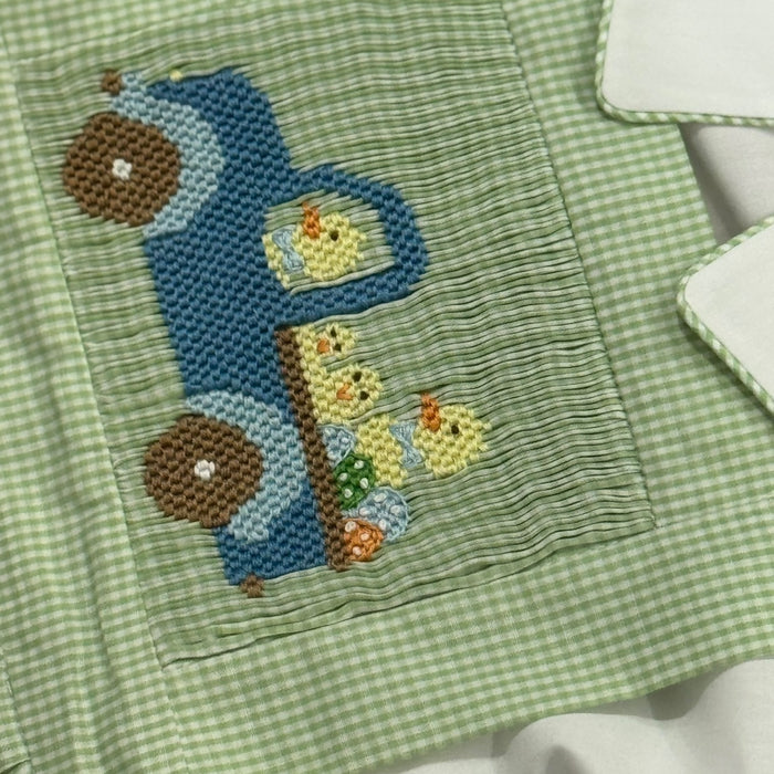 Easter Ducklings Galore Green Handsmocked Boy 2-Pc Set