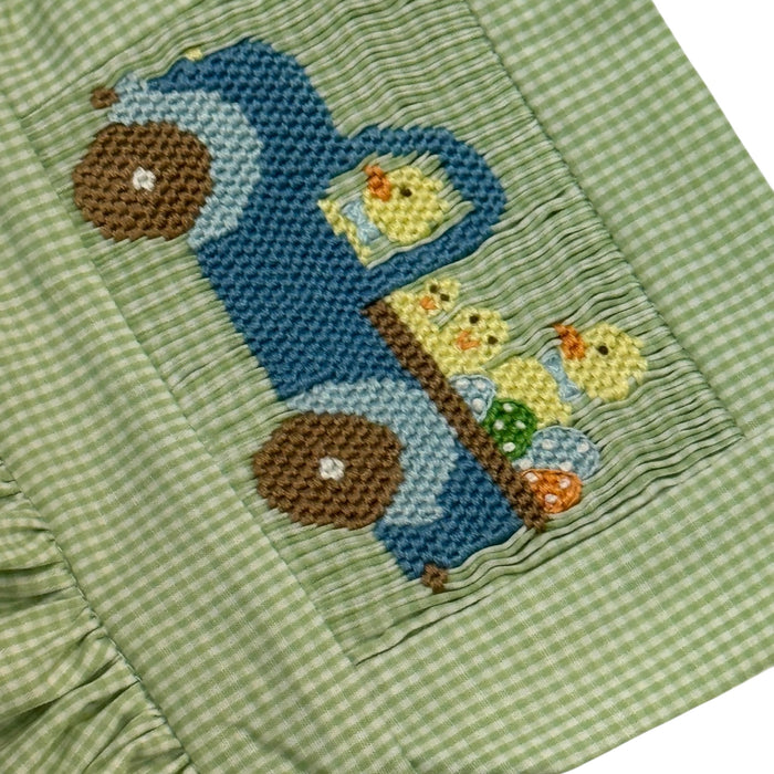 Easter Ducklings Galore Green Handsmocked Boy 2-Pc Set