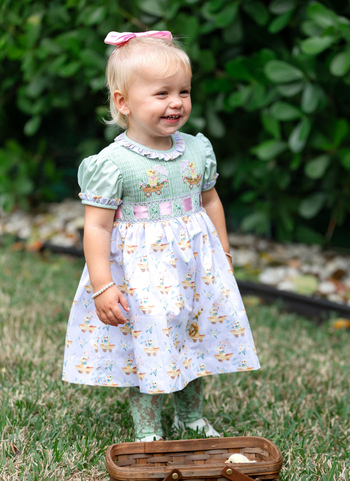 Easter Ducklings Galore Handsmocked Girl Dress
