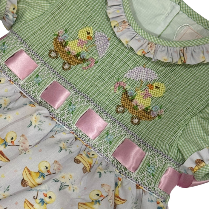 Easter Ducklings Galore Handsmocked Girl Dress