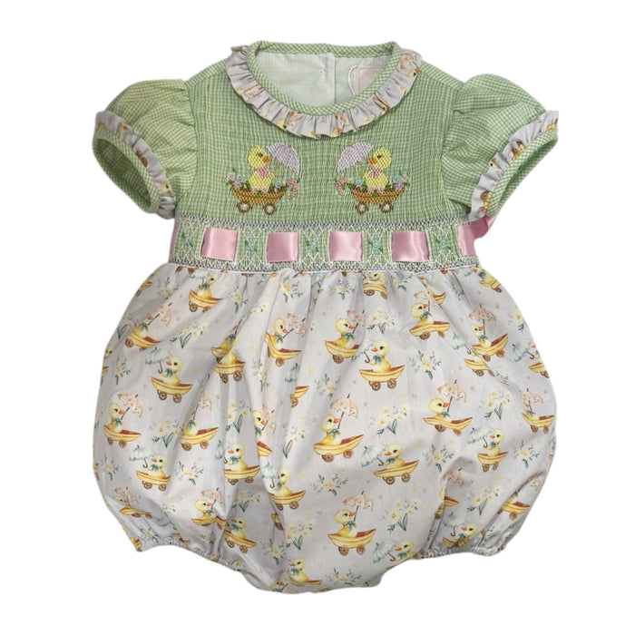 Easter Ducklings Galore Handsmocked Girl Romper