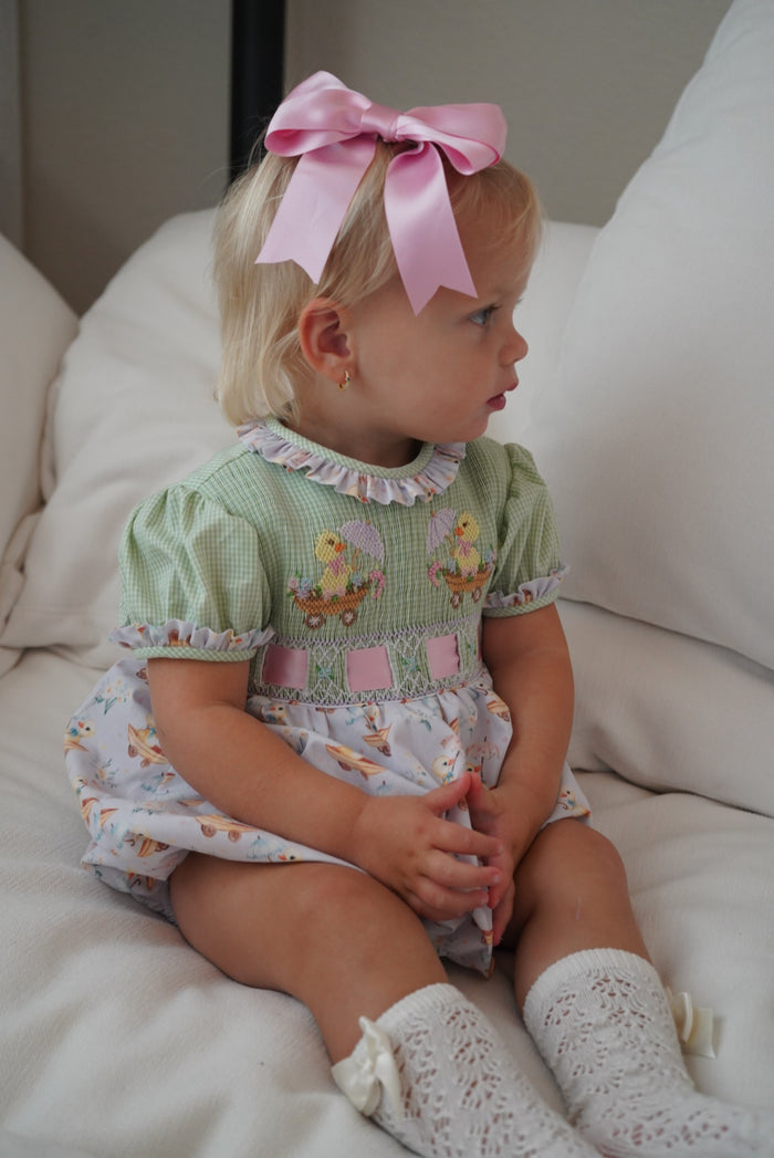 Easter Ducklings Galore Handsmocked Girl Romper