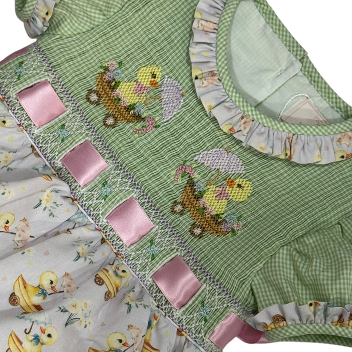 Easter Ducklings Galore Handsmocked Girl Romper