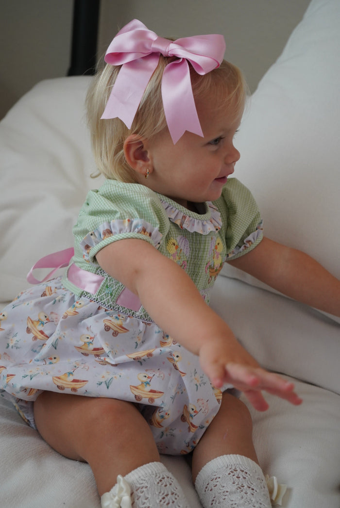 Easter Ducklings Galore Handsmocked Girl Romper