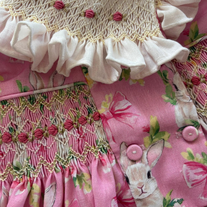 Ebba Pink Bunny Handsmocked Dress