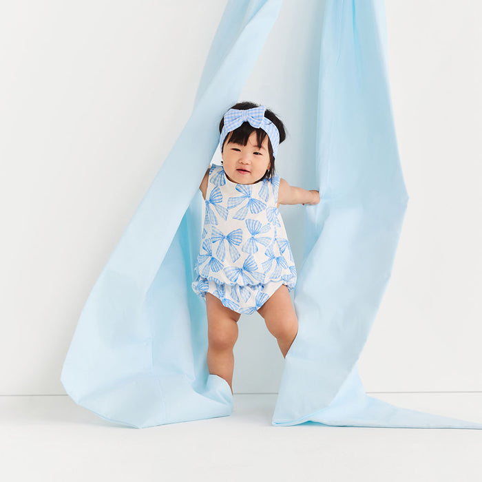 Edda Bamboo Challis Scallop Top Bow Bummie Set