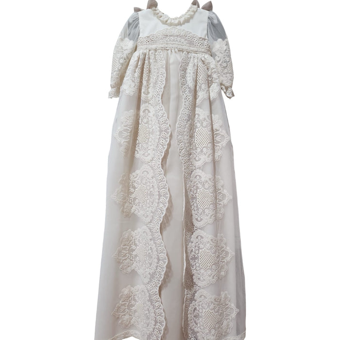 Edwarda Beige Tulle Lace Gown