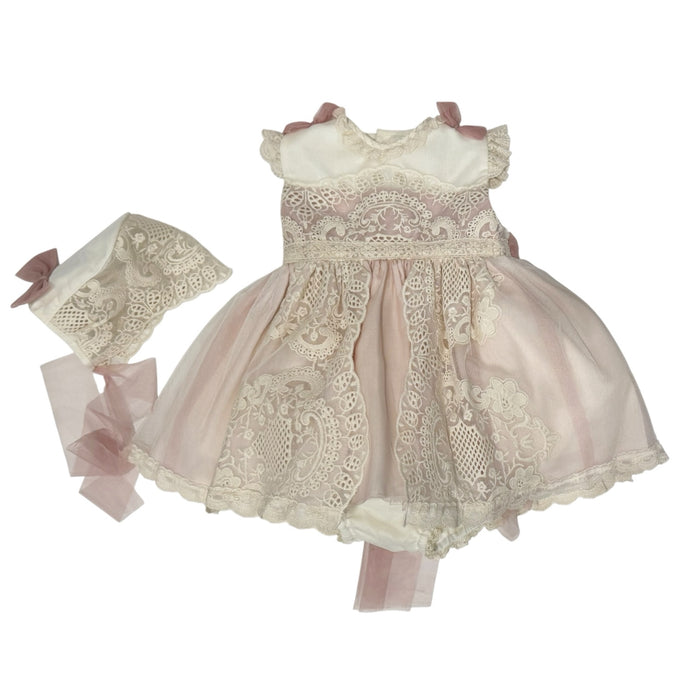 Edwarda Pink/Ivory Lace 3-pc Girl Set