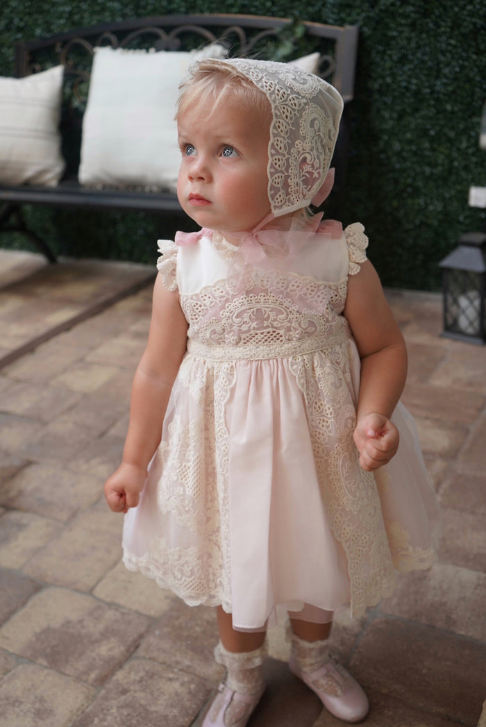 Edwarda Pink/Ivory Lace 3-pc Girl Set