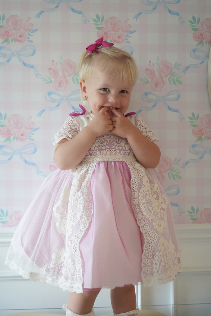 Edwarda Torre Lace Magenta Girl Dress