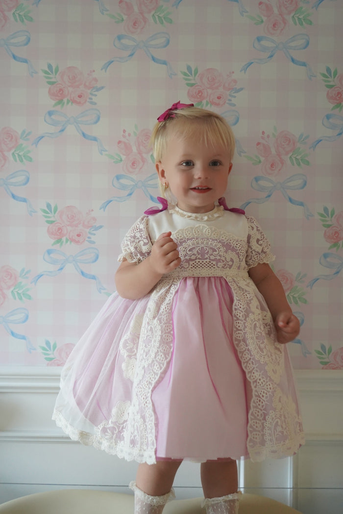 Edwarda Torre Lace Magenta Girl Dress