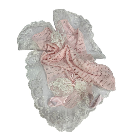 Eleanor OpenWork Luxe Pink Knitted Blanket