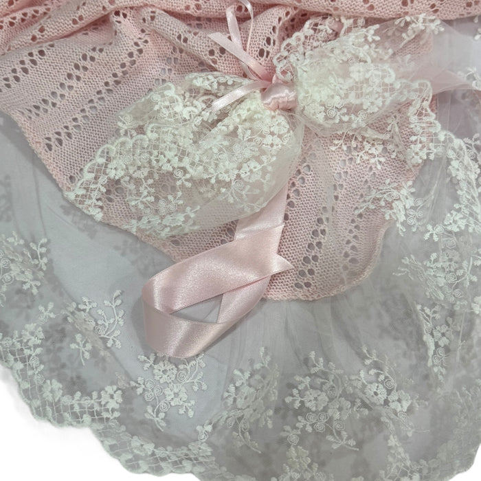 Eleanor OpenWork Luxe Pink Knitted Blanket