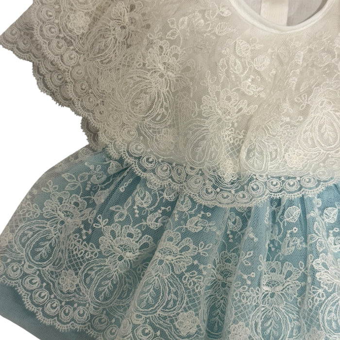 Ella Blue Tulle Dress with Bonnet