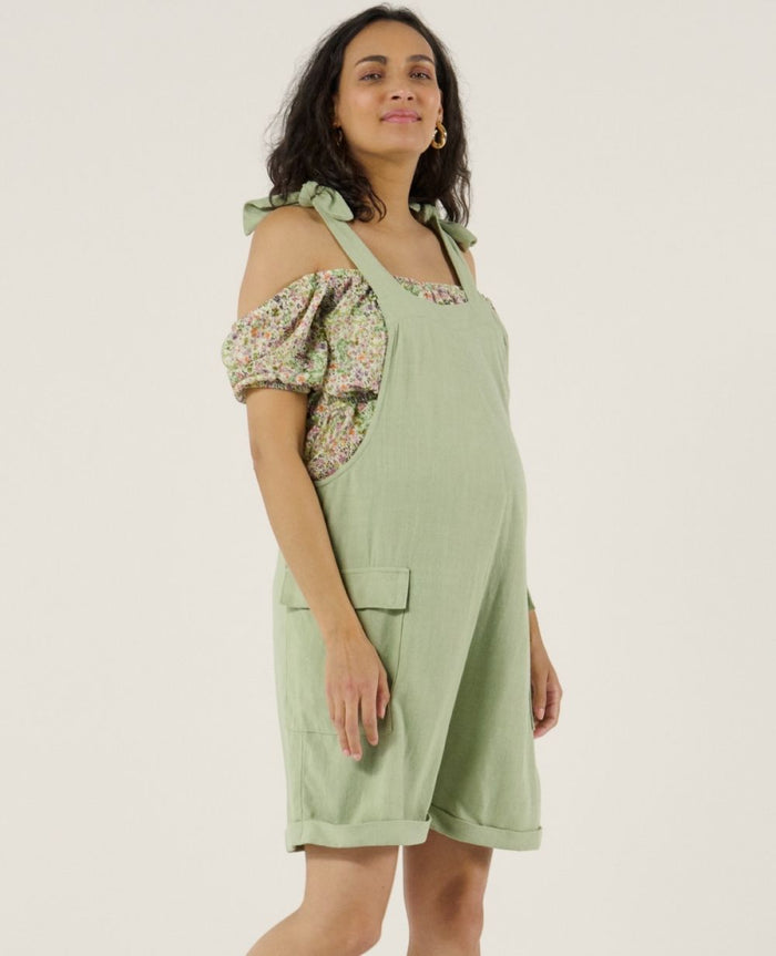 Eloise maternity shorts dungaree - Sage