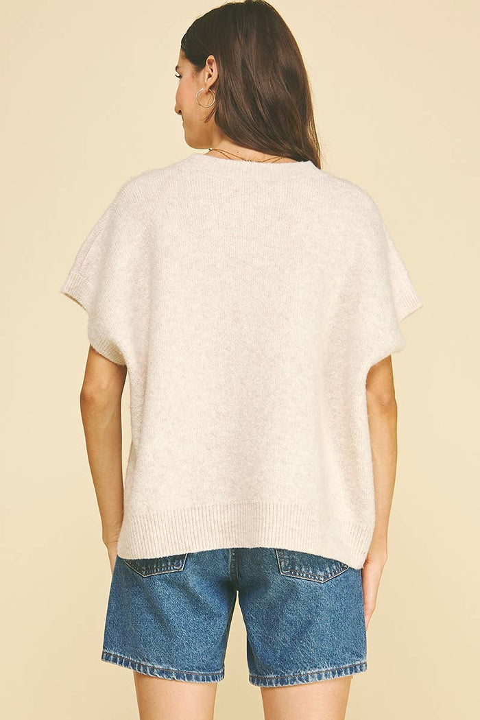 Emery Short Sleeve Sweater - Shell