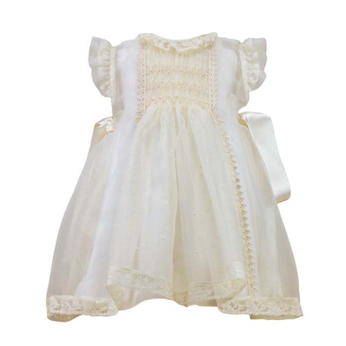Emma Luxe Ivory 2-piece Handsmocked Dress